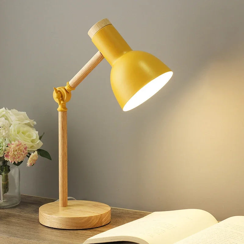 Sparkora - Wooden Adjustable Table Lamp Nordic Style Colourful Finish