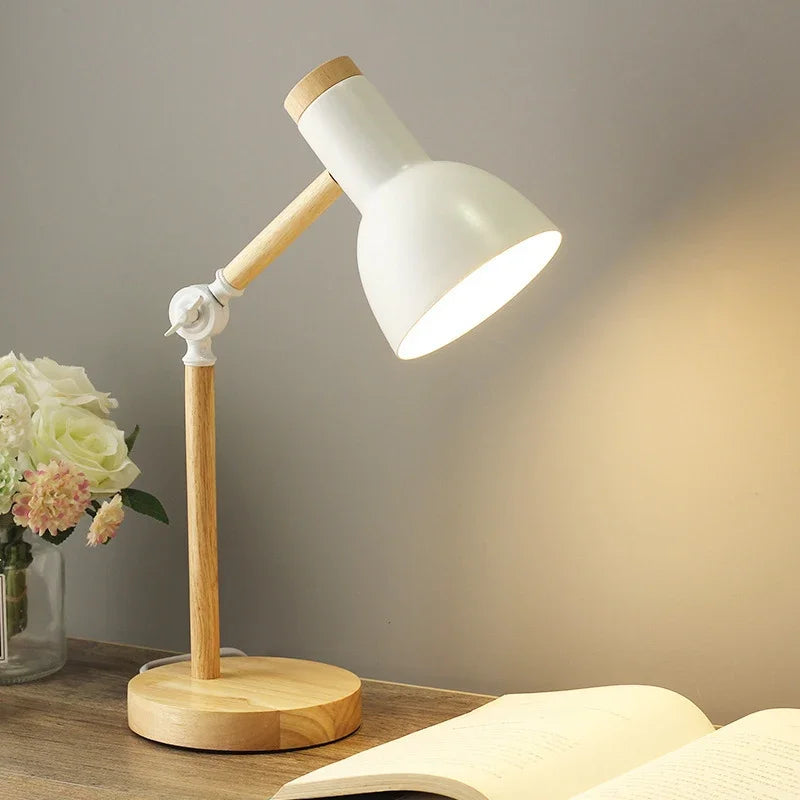 Sparkora - Wooden Adjustable Table Lamp Nordic Style Colourful Finish