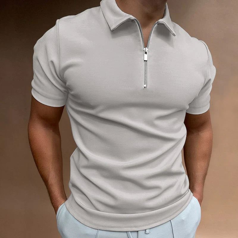 Dave - Elegant Men's Polo Shirt with Modern Zip Collar