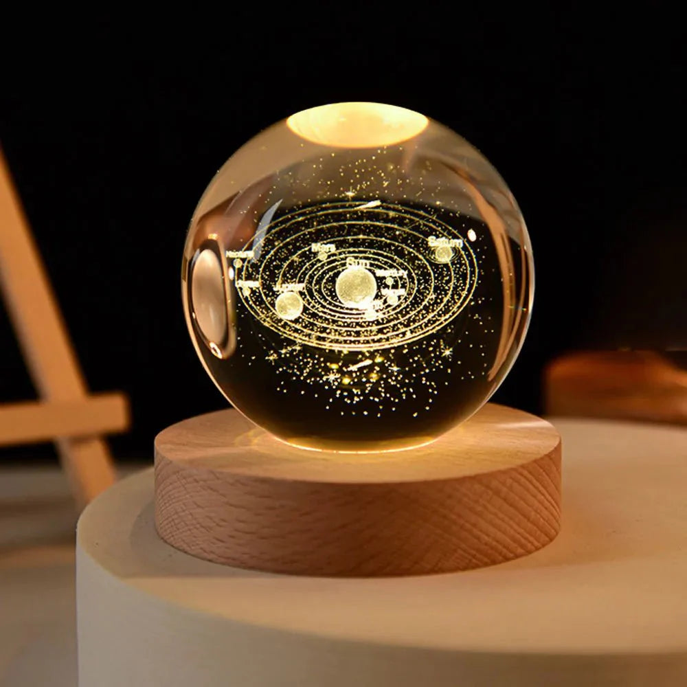 Rugora - Crystal Clear Solar System Globe Night Light Glow