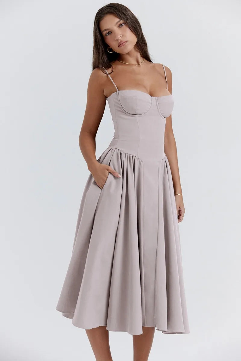 Kassidy - Stylish Women's Armless Midi Dress for Summer Outings