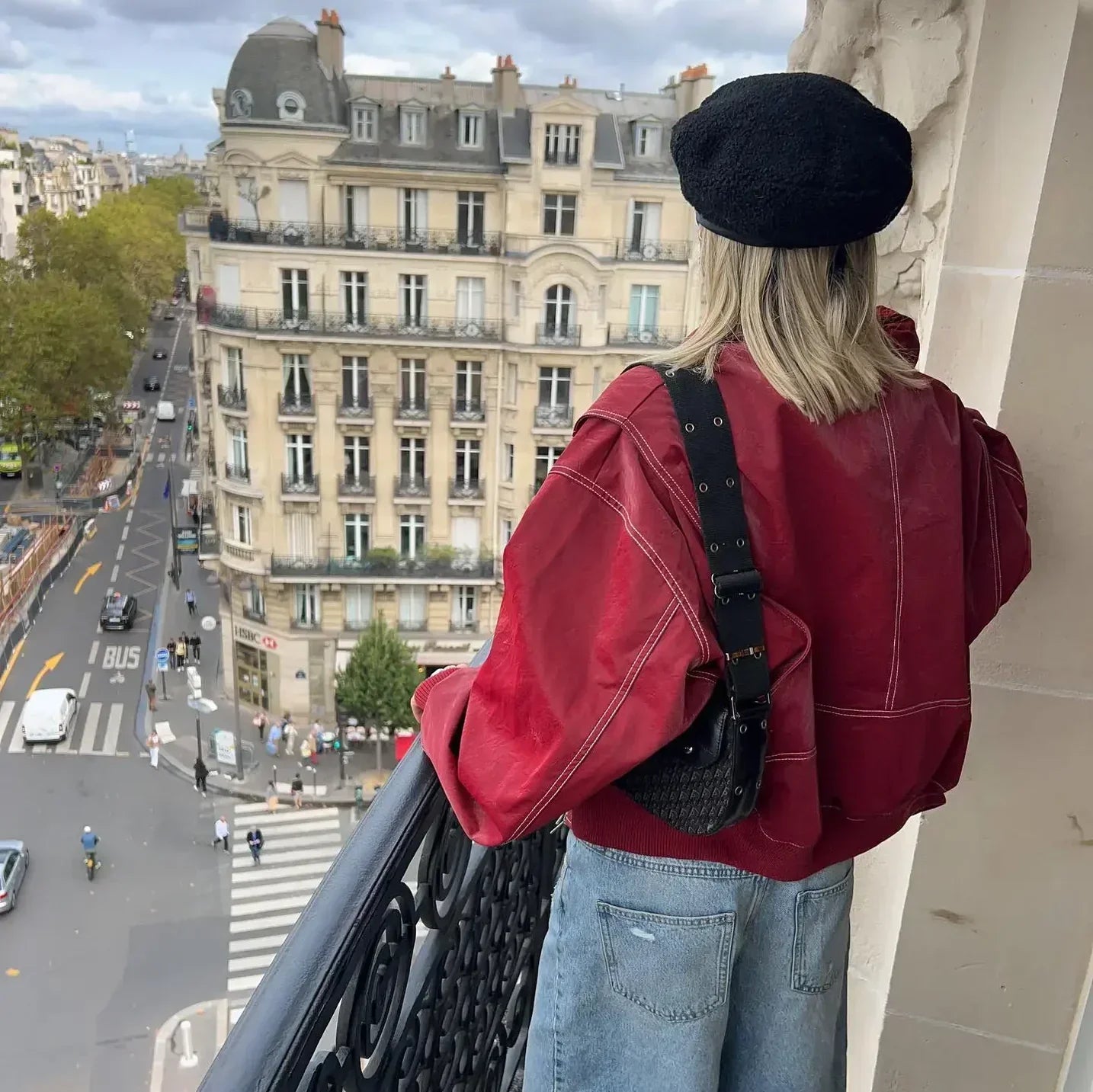 Isabel - Trendy Red Oversized Leather Jacket for Bold Fashion Statements