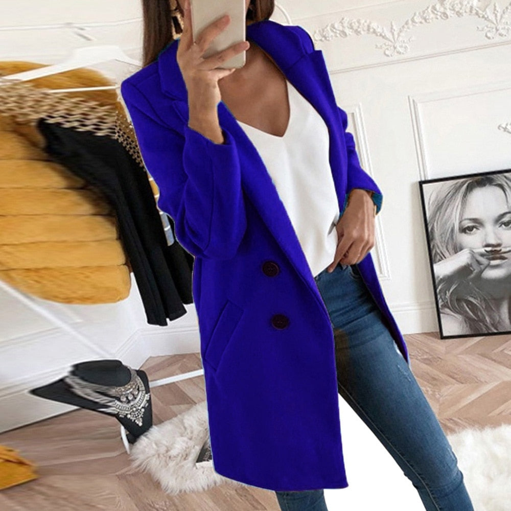 Liz - Elegant Jazz Coat for Women with Chic Turn-Up Collar