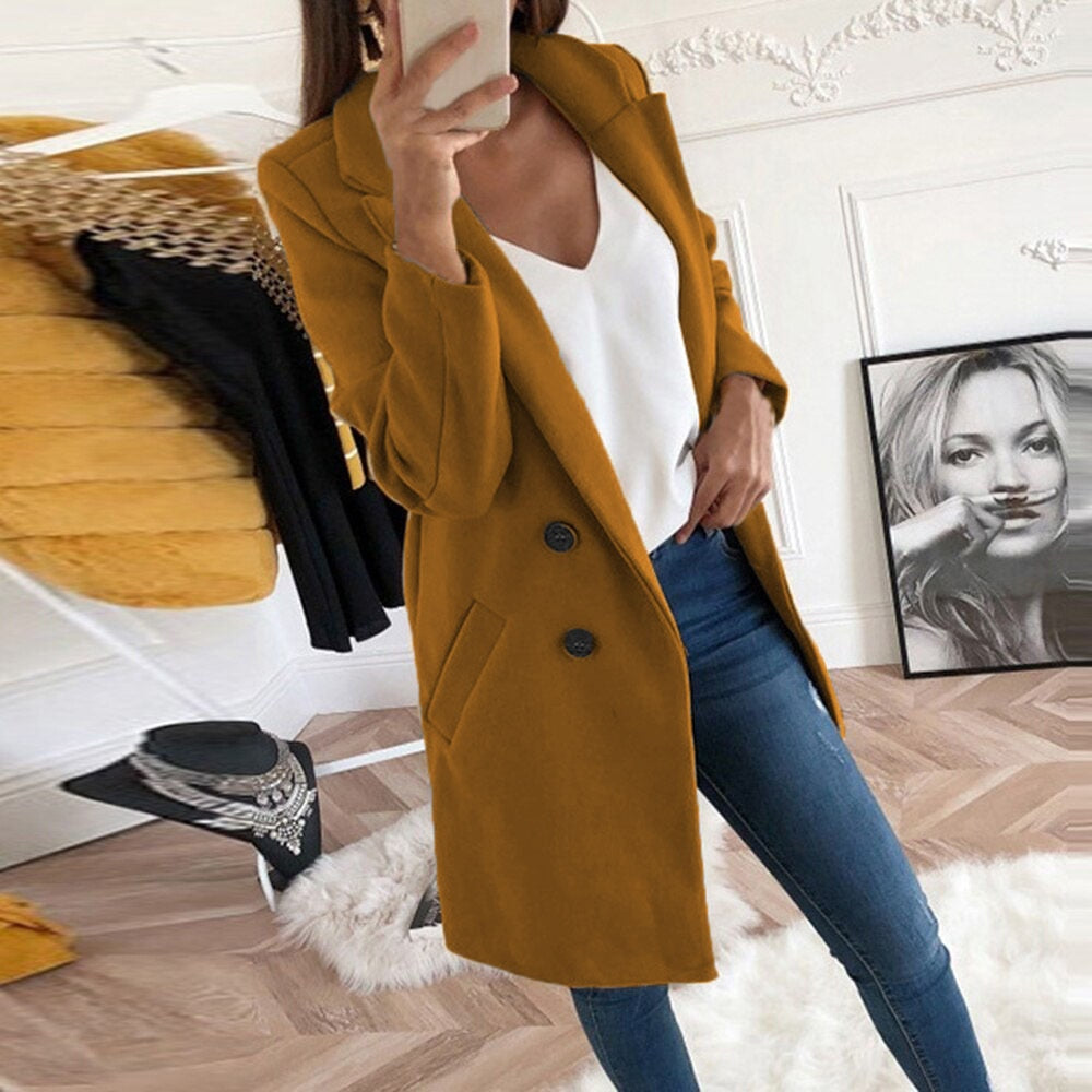 Liz - Elegant Jazz Coat for Women with Chic Turn-Up Collar