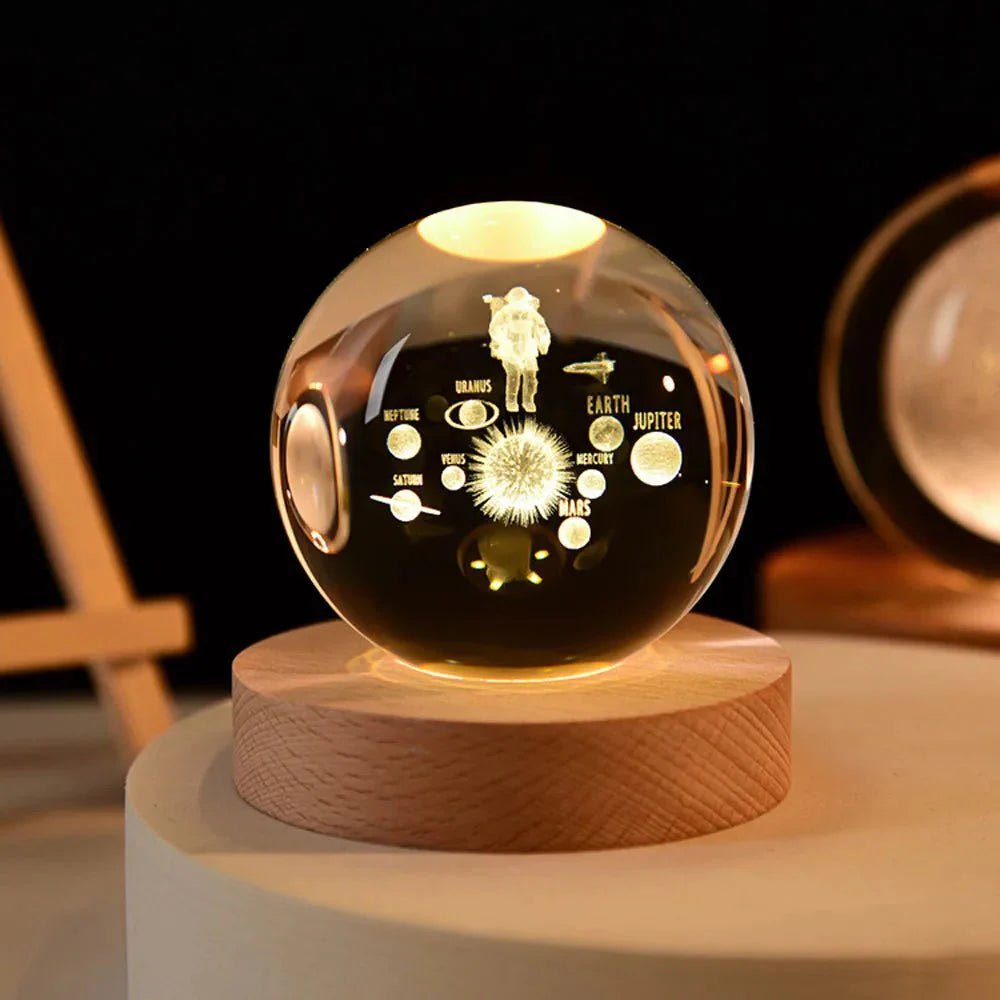Rugora - Crystal Clear Solar System Globe Night Light Glow