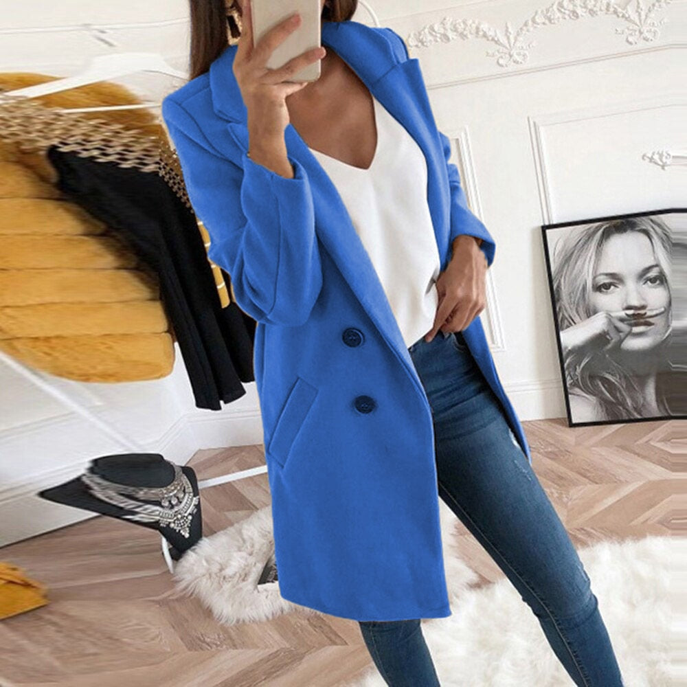Liz - Elegant Jazz Coat for Women with Chic Turn-Up Collar