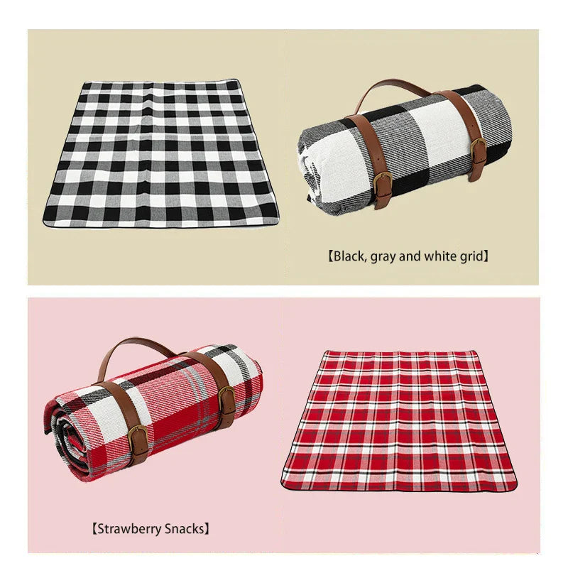 Ambiora - Outdoor Plaid Picnic Blanket Waterproof Foldable Mat