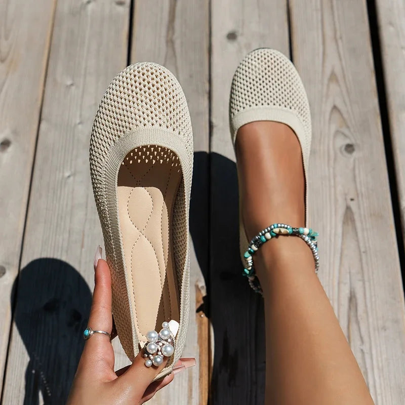Janessa - Comfortable Women's Slip-On Flats with Breathable Mesh and Flexible Sole