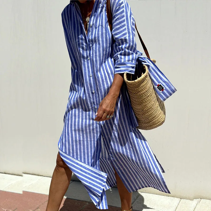 Jubilee - Stylish Striped Shirt Dress for Effortless Elegance