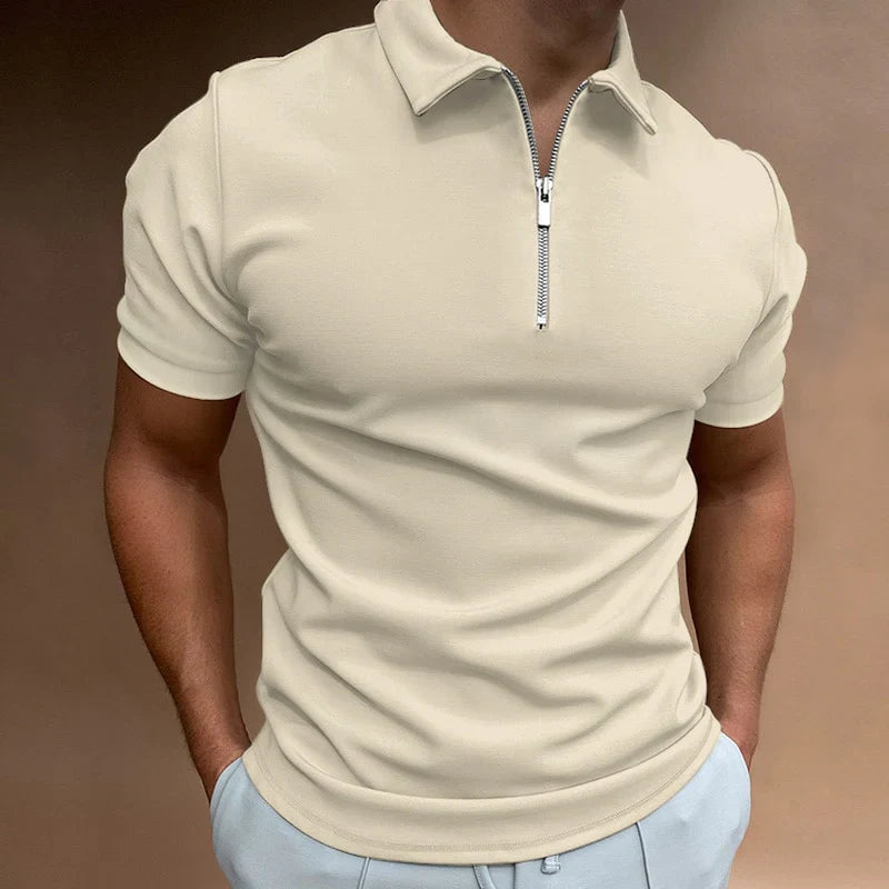 Dave - Elegant Men's Polo Shirt with Modern Zip Collar