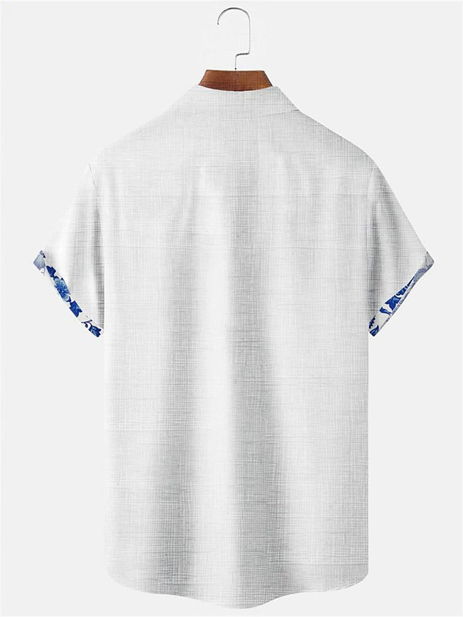Aidan - Stylish Men's Linen Shirt with Breathable Fabric and Patterned Details