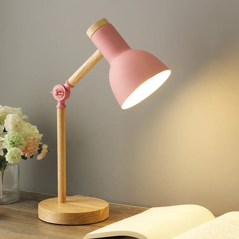 Sparkora - Wooden Adjustable Table Lamp Nordic Style Colourful Finish