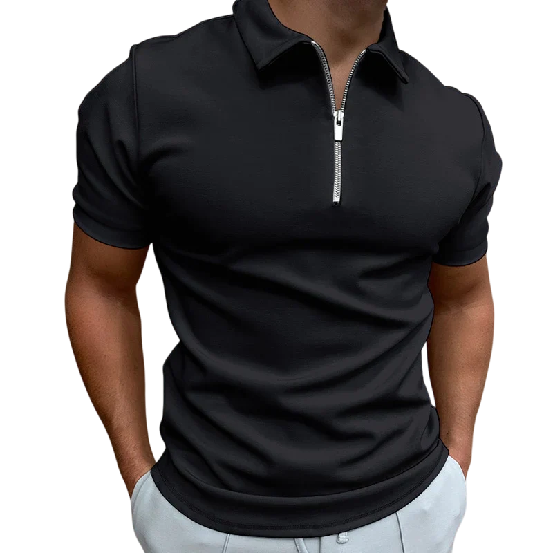 Dave - Elegant Men's Polo Shirt with Modern Zip Collar