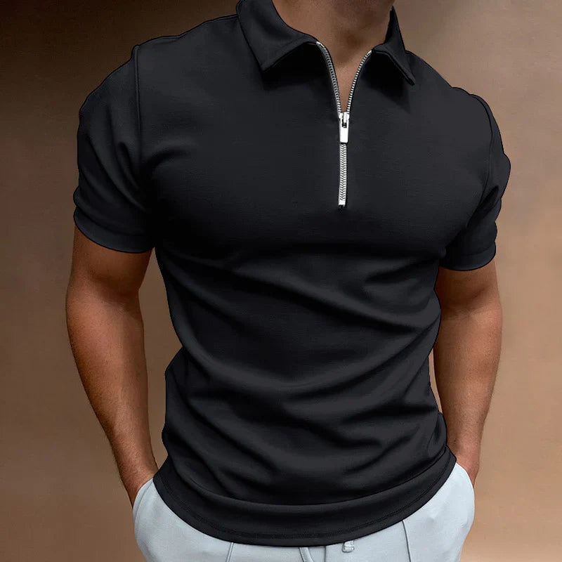 Dave - Elegant Men's Polo Shirt with Modern Zip Collar