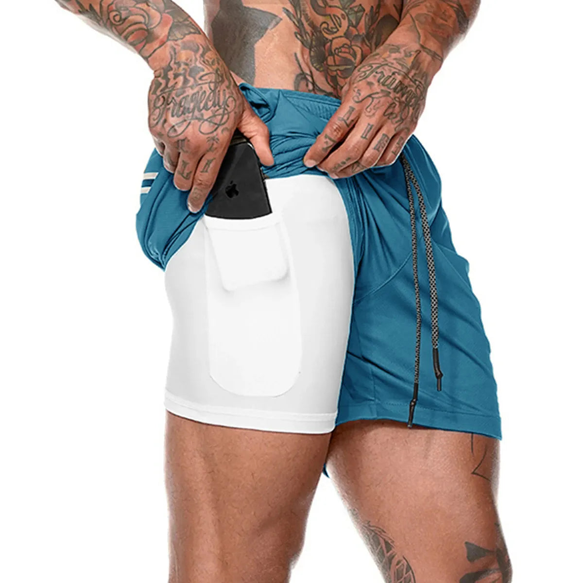 Byron - Men's Gym Shorts With Phone Pocket And Liner