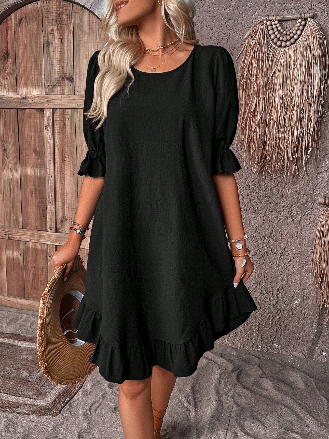 Farida - Chic Women's Ruffled Mini Dress for Effortless Style