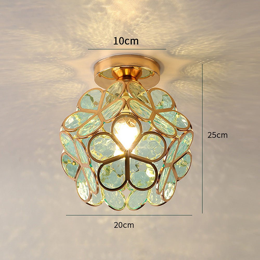 Aurevia - Elegant Glass Floral Ceiling Light Warm Glow For Hall
