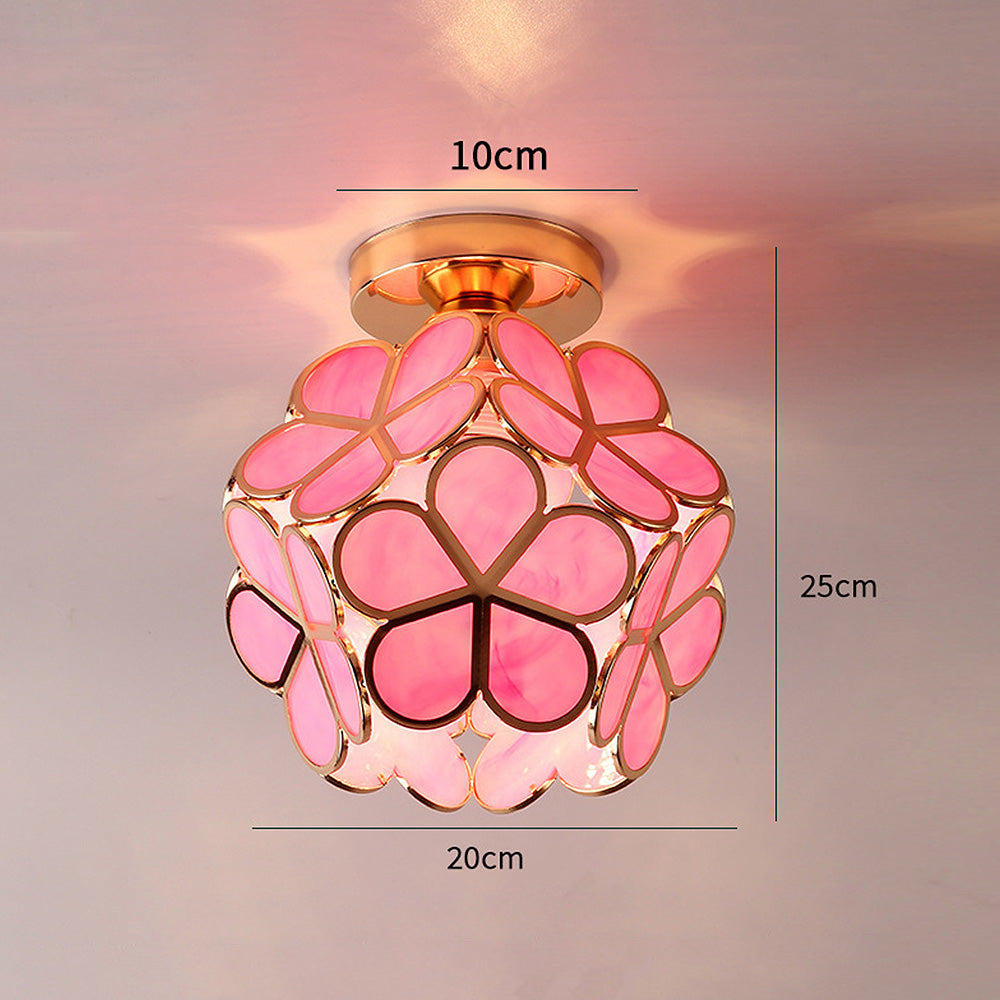 Aurevia - Elegant Glass Floral Ceiling Light Warm Glow For Hall