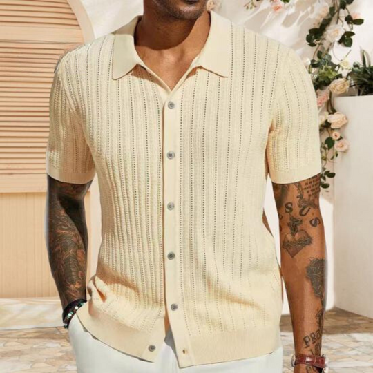Aiden - Stylish Knit Summer Shirt for Men by Leoven - Elegant Comfort