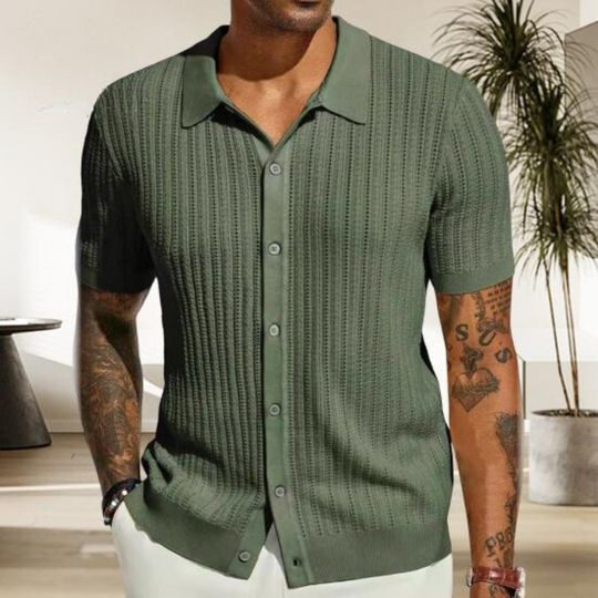 Aiden - Stylish Knit Summer Shirt for Men by Leoven - Elegant Comfort