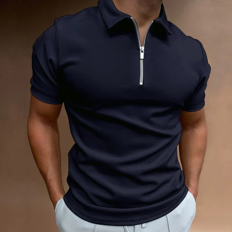 Dave - Elegant Men's Polo Shirt with Modern Zip Collar