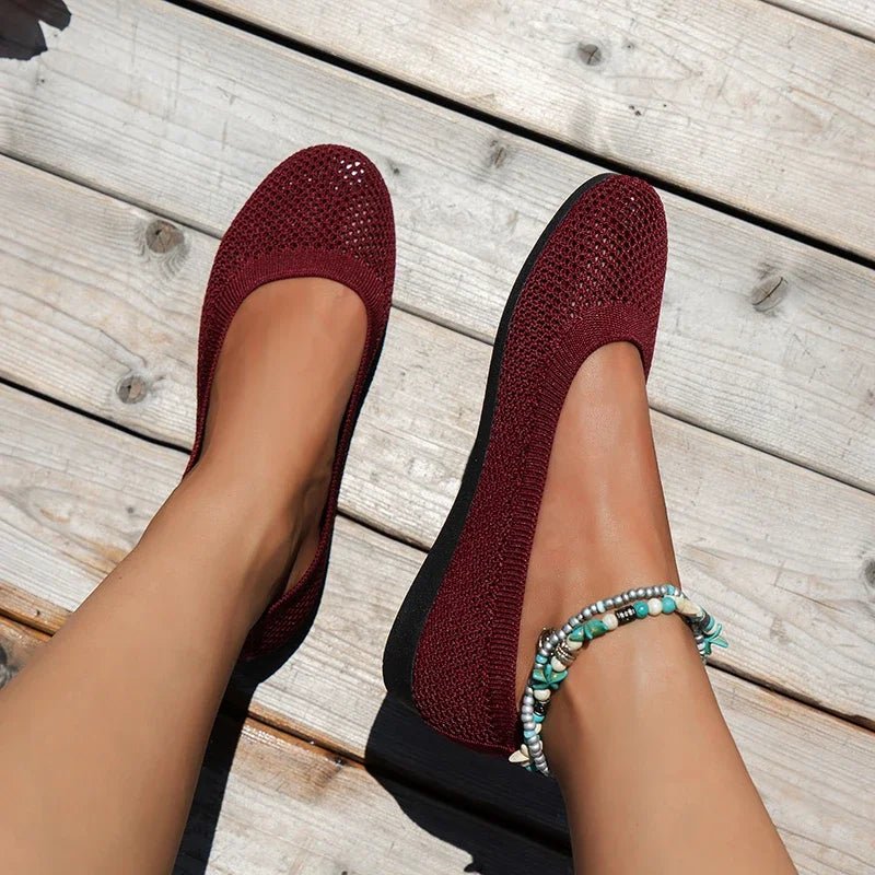 Janessa - Comfortable Women's Slip-On Flats with Breathable Mesh and Flexible Sole