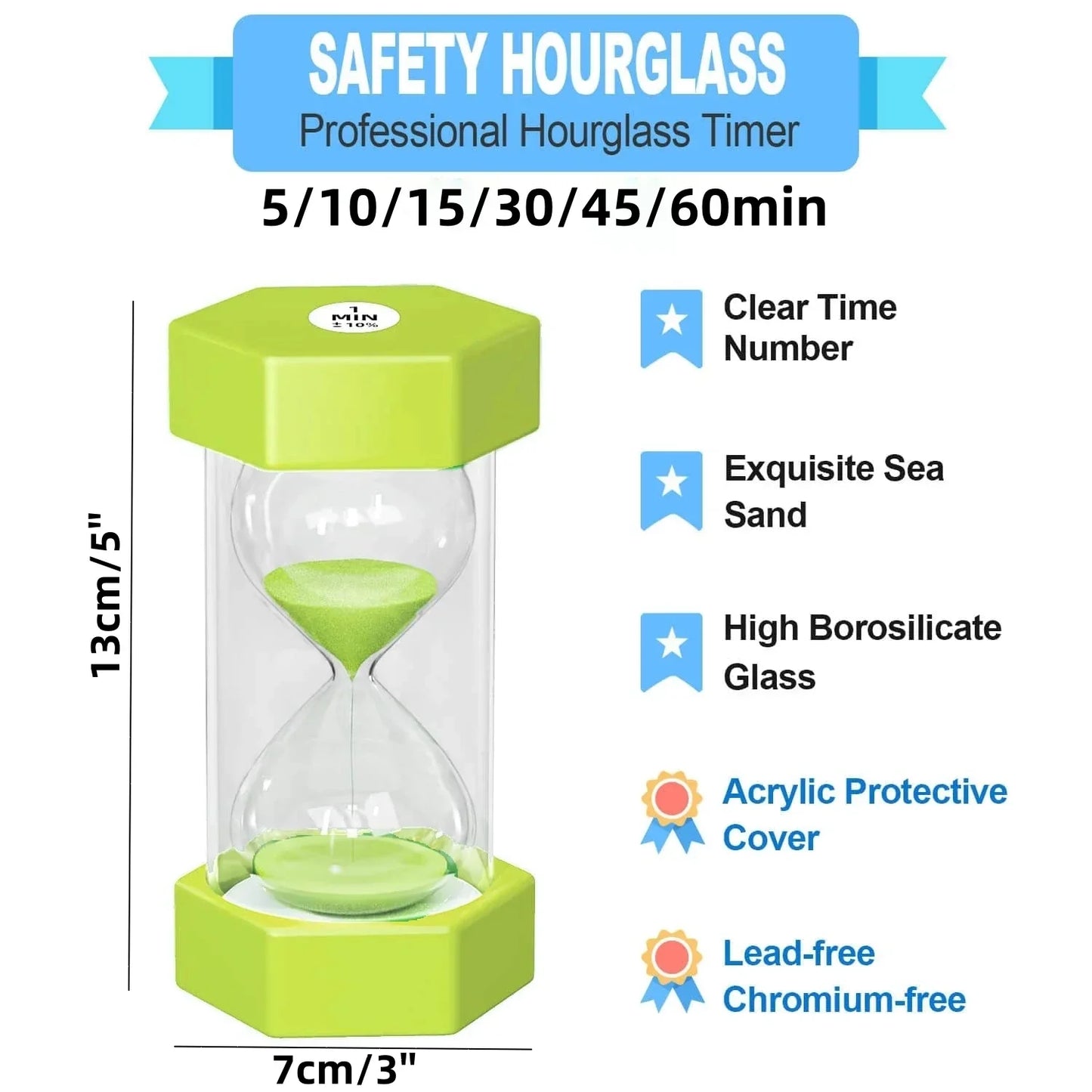 Alfie - Hexagonal Hourglass Timer 5 10 15 30 45 60 Min