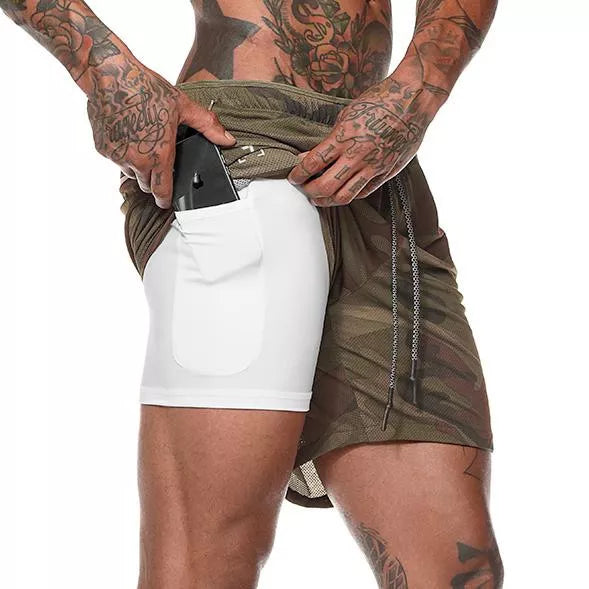 Byron - Men's Gym Shorts With Phone Pocket And Liner