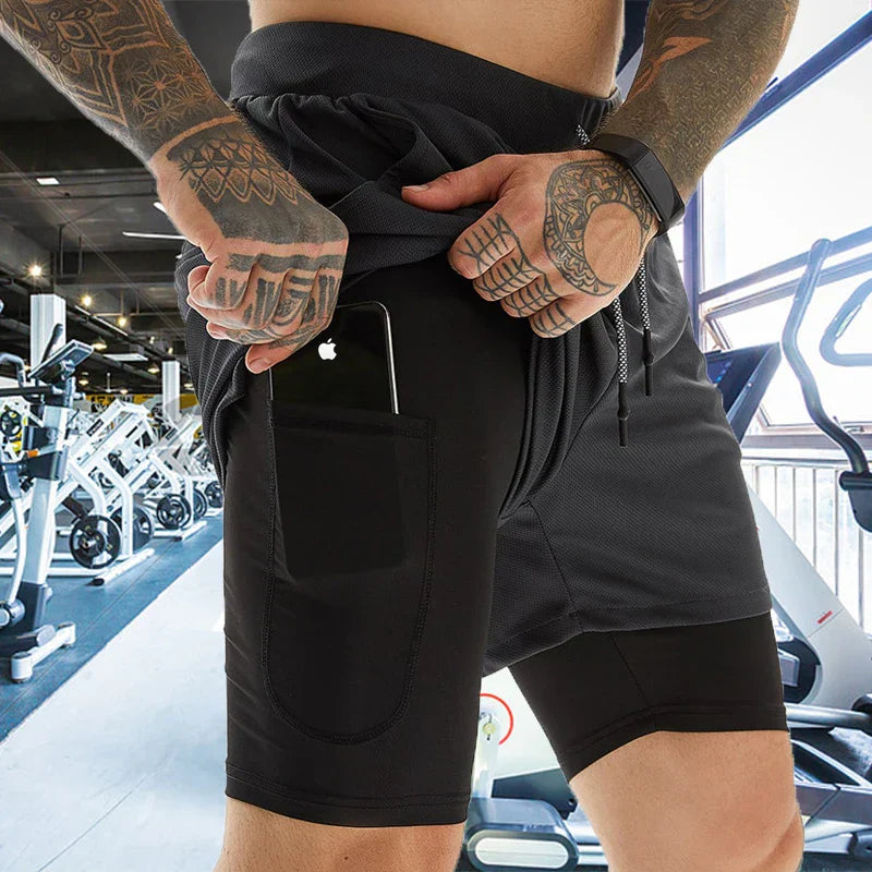 Byron - Men's Gym Shorts With Phone Pocket And Liner