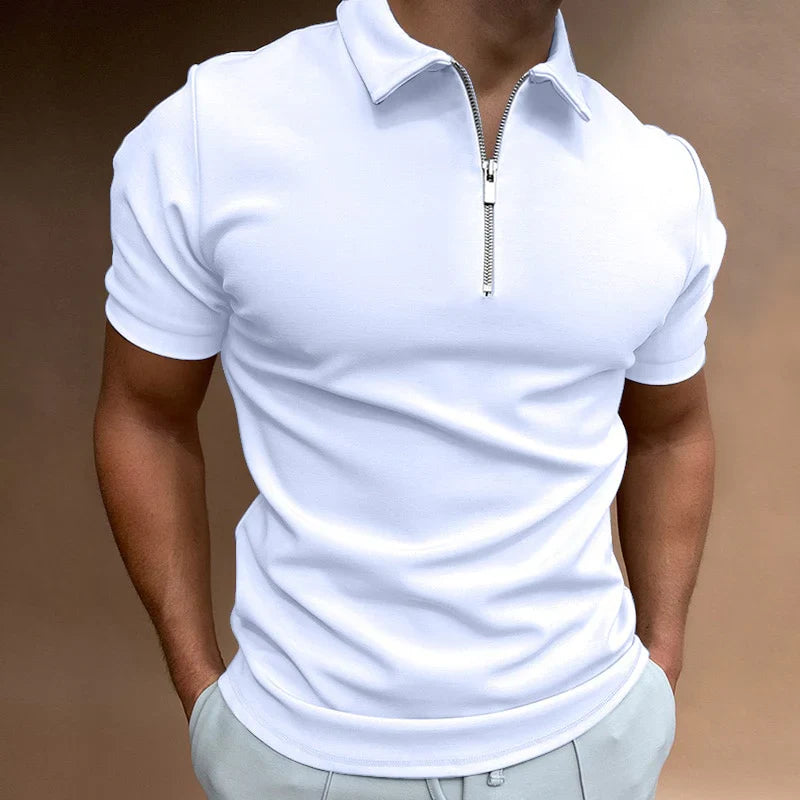 Dave - Elegant Men's Polo Shirt with Modern Zip Collar