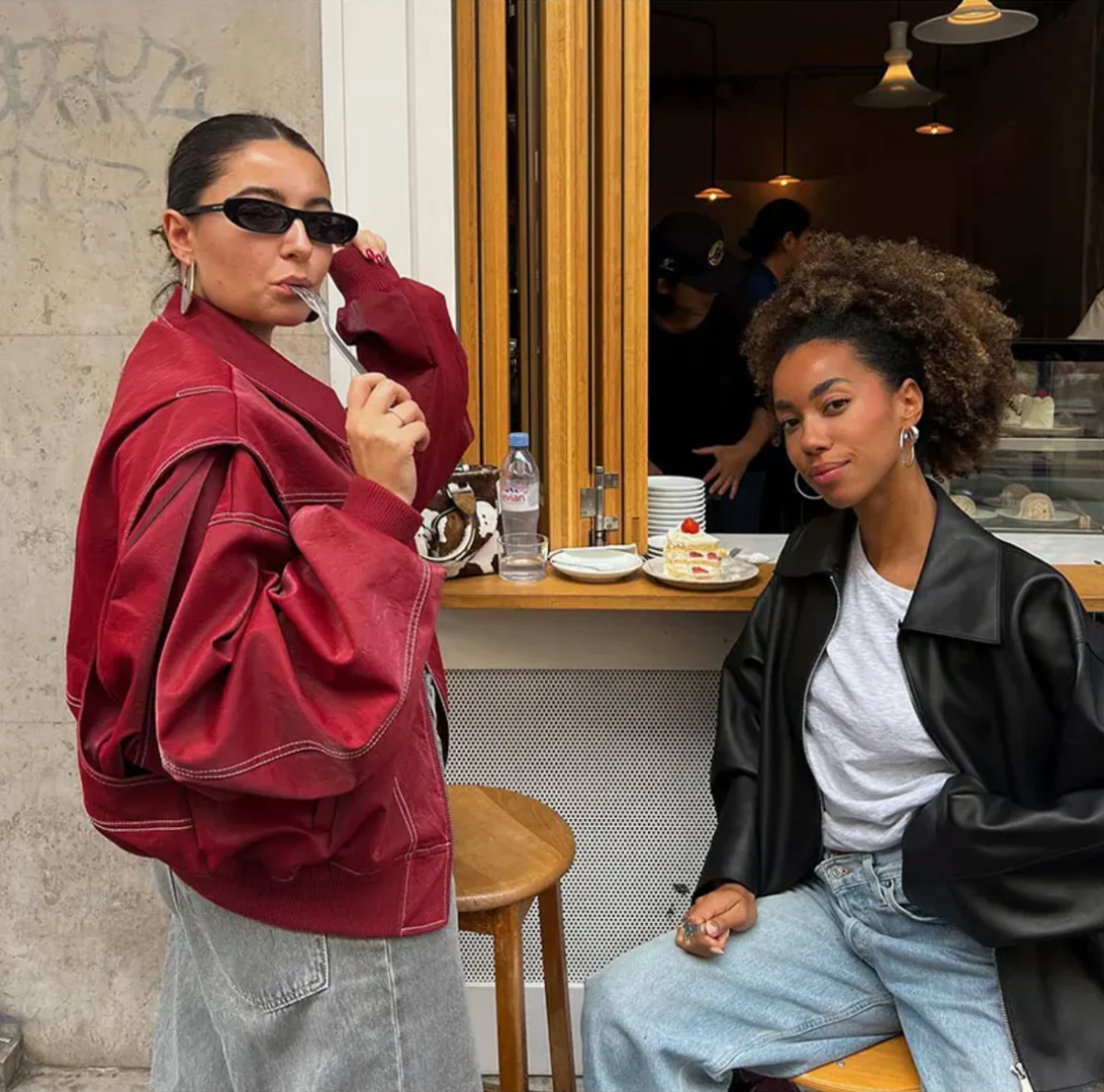 Isabel - Trendy Red Oversized Leather Jacket for Bold Fashion Statements