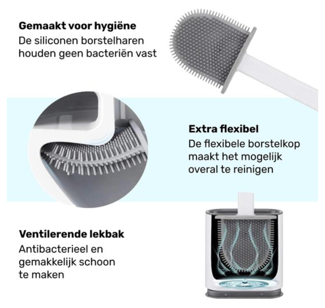 Rionis - FlexiClean Hygienic Silicone Toilet Brush For Easy Cleaning