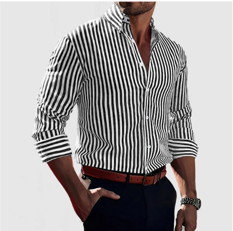 Shawn - Modern Striped Men's Shirt Slim Fit Casual Everyday