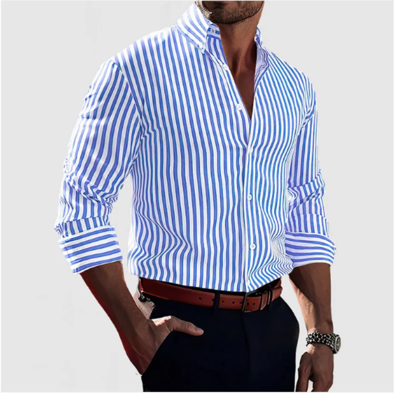 Shawn - Modern Striped Men's Shirt Slim Fit Casual Everyday