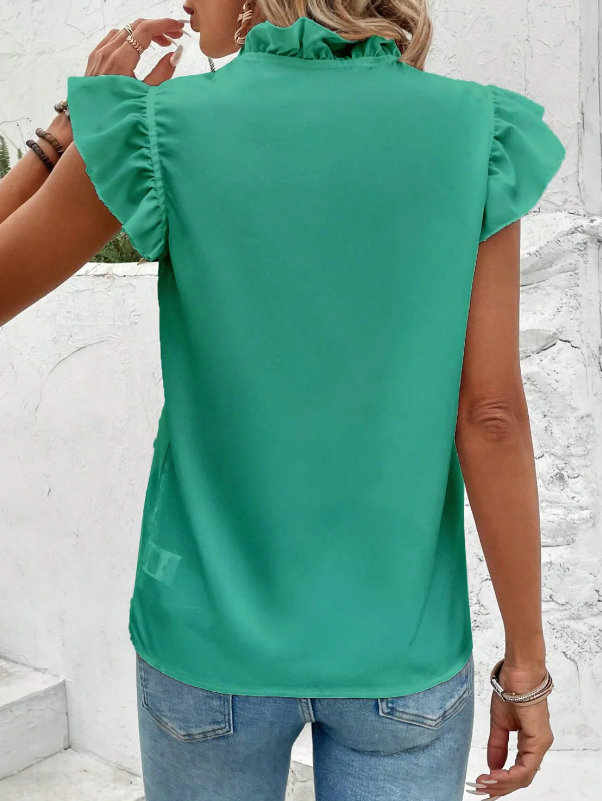Belinda - Stylish Oktoberfest Blouse with V-neck and Ruffles for Women