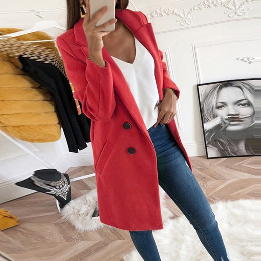 Liz - Elegant Jazz Coat for Women with Chic Turn-Up Collar