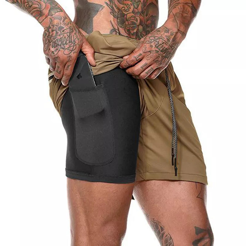 Byron - Men's Gym Shorts With Phone Pocket And Liner