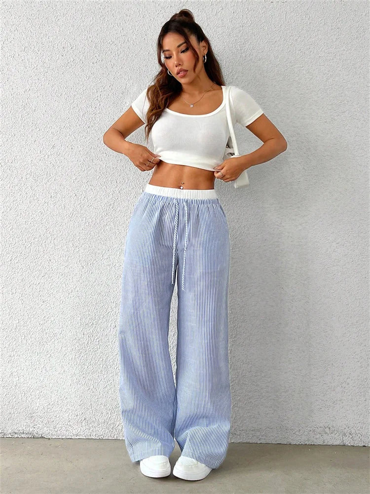 Quinlan - Comfortable Striped Cotton Trousers for Casual Days