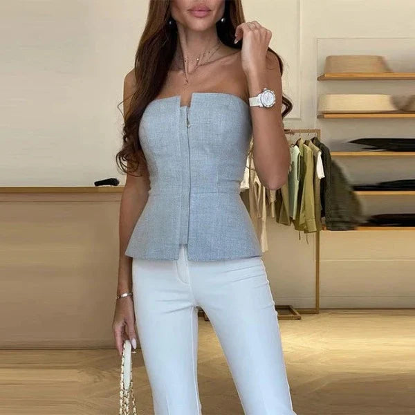 Avice - Stylish Women's Sleeveless Top with Zipper Detail