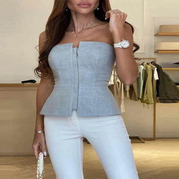 Avice - Stylish Women's Sleeveless Top with Zipper Detail