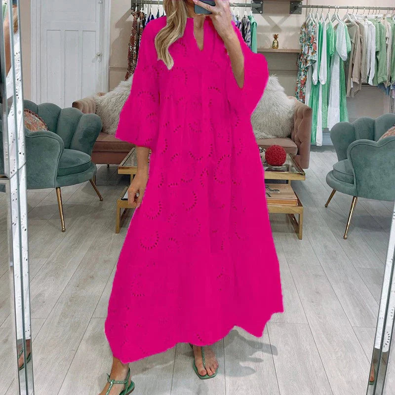 Marigold - Stylish Women's Embroidered Dress with Cutouts and Flowing Silhouette