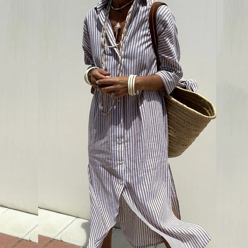 Jubilee - Stylish Striped Shirt Dress for Effortless Elegance