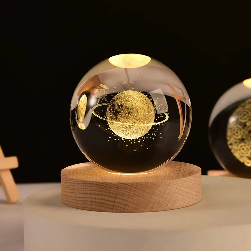 Rugora - Crystal Clear Solar System Globe Night Light Glow
