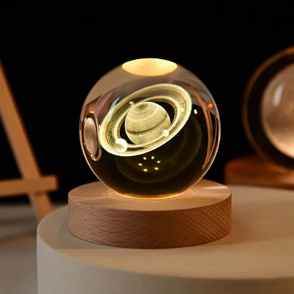 Rugora - Crystal Clear Solar System Globe Night Light Glow