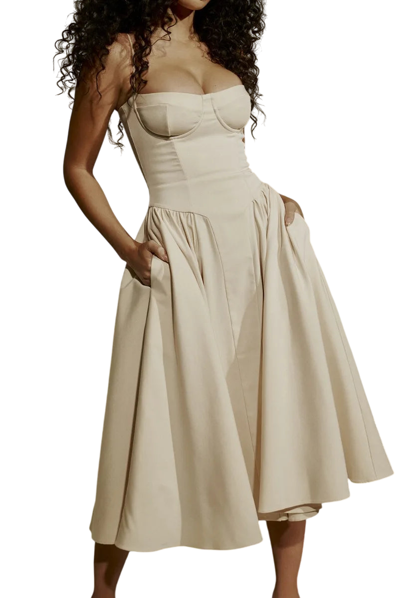 Kassidy - Stylish Women's Armless Midi Dress for Summer Outings