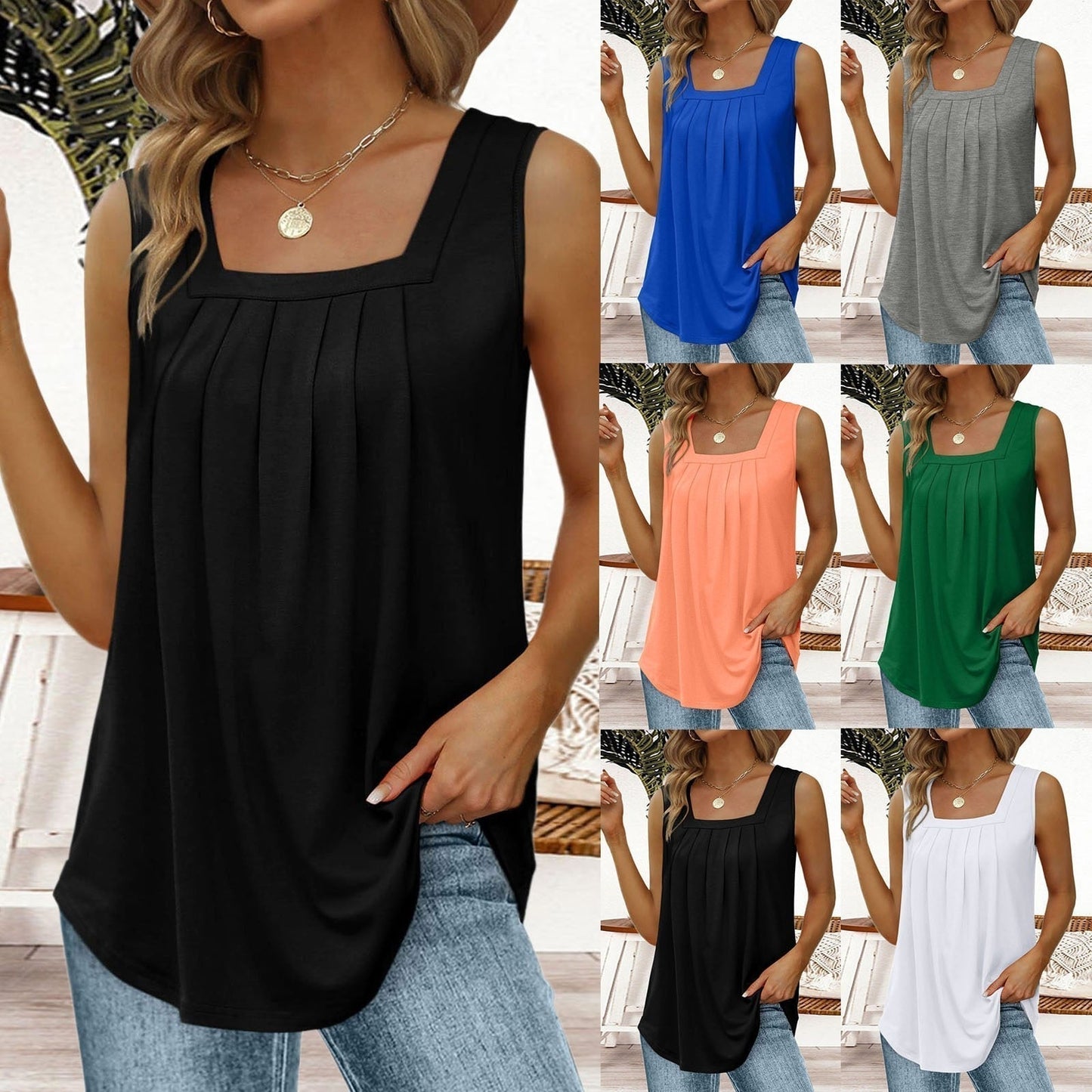 Kyra - Stylish Sleeveless Top with Square Neckline and Flattering Fit