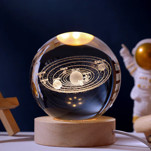 Quiltelis - Luminous Crystal Ball with Planetary Designs for Stargazing