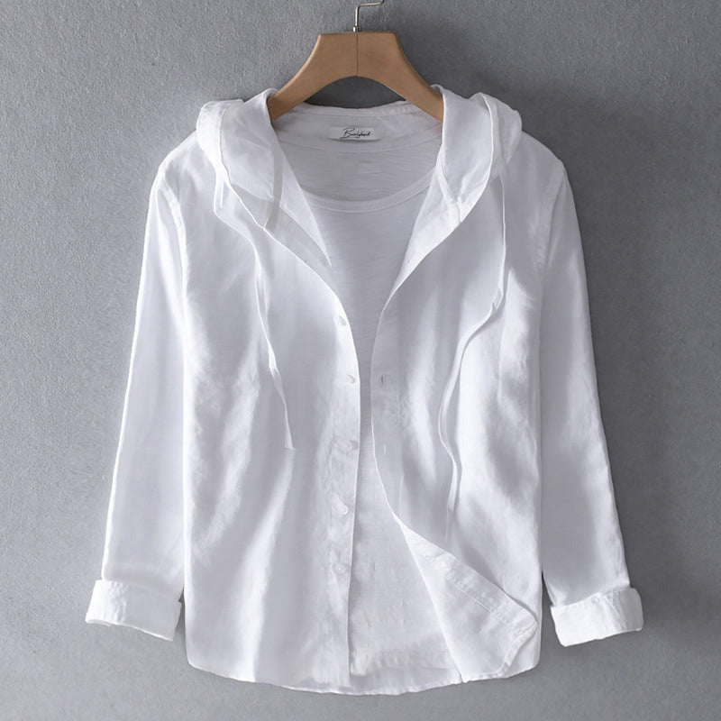Lilac - Stylish Linen Hoodie Blouse for Effortless Summer Fashion