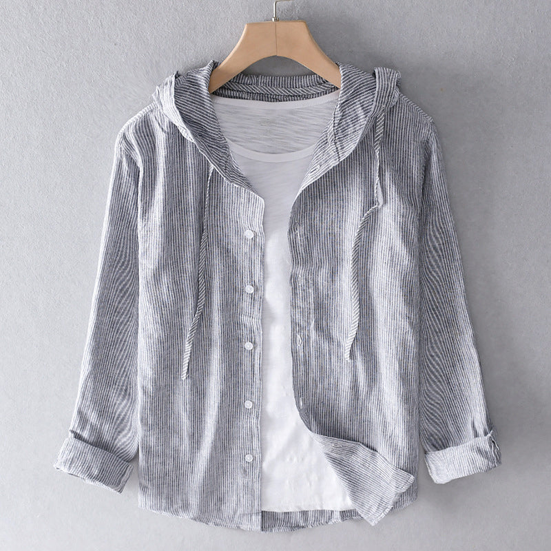 Lilac - Stylish Linen Hoodie Blouse for Effortless Summer Fashion