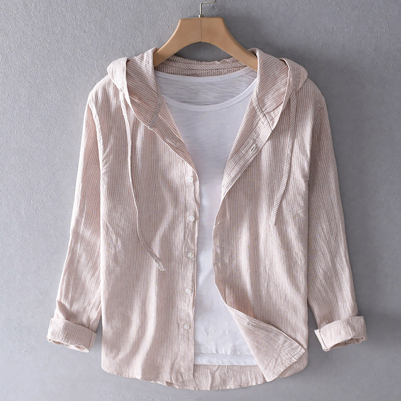Lilac - Stylish Linen Hoodie Blouse for Effortless Summer Fashion